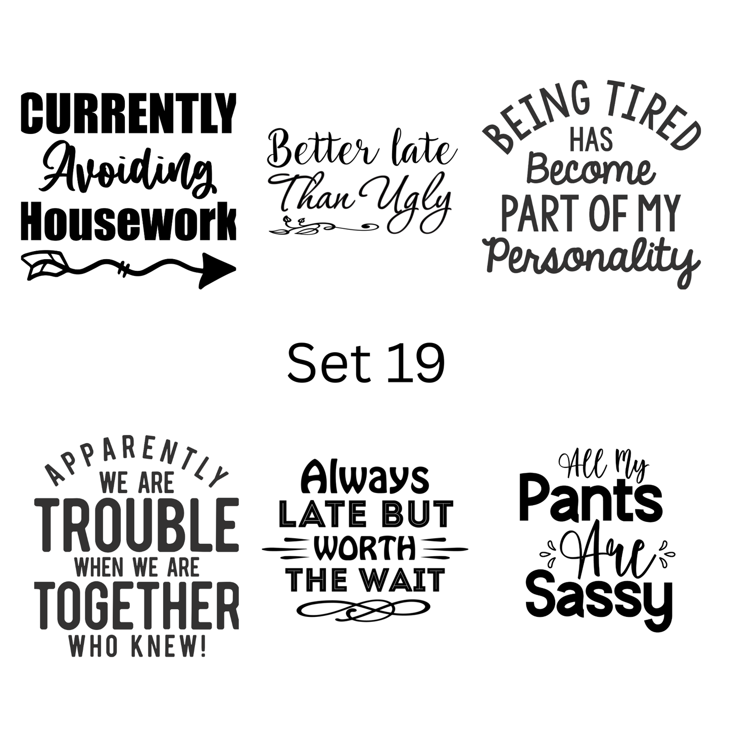 Pre-made magnets. Sarcasm and funny quote set (6 per pack)