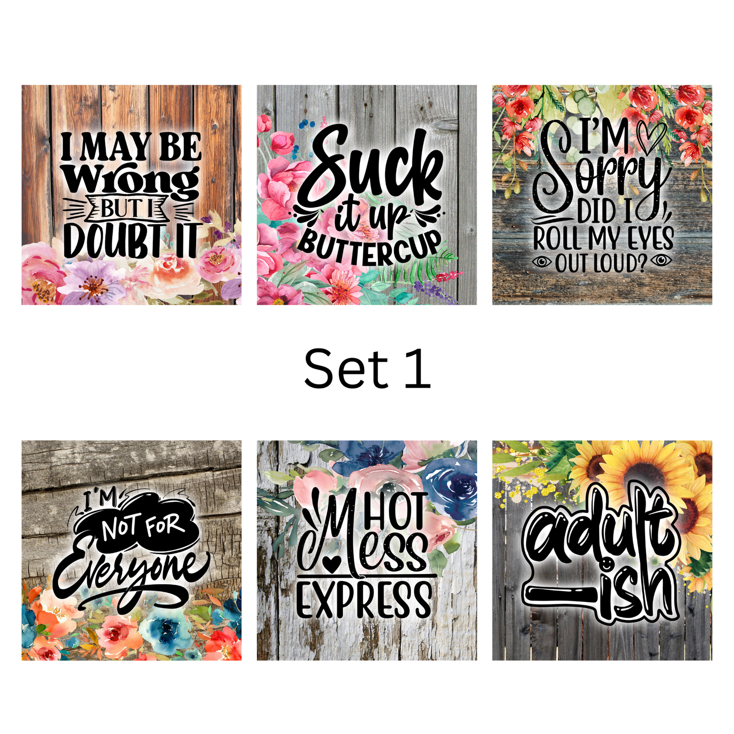 Pre-made magnets. Sarcasm and funny quote set (6 per pack)