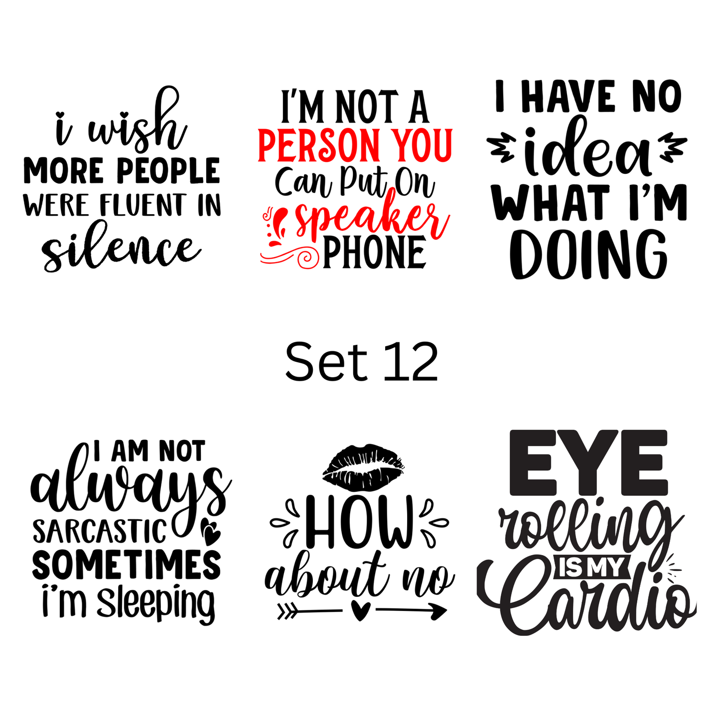 Pre-made magnets. Sarcasm and funny quote set (6 per pack)