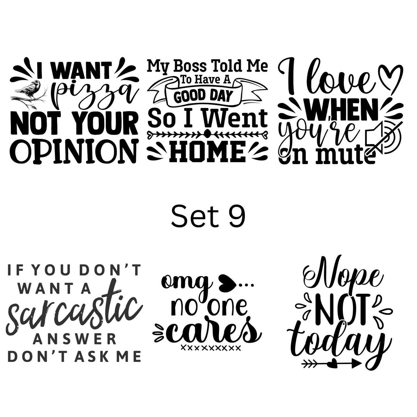Pre-made magnets. Sarcasm and funny quote set (6 per pack)